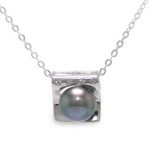 Load image into Gallery viewer, Sterling Silver 925 CZ &amp; Black Pearl Pendant