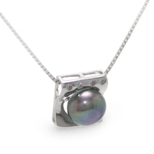 Load image into Gallery viewer, Sterling Silver 925 CZ &amp; Black Pearl Pendant