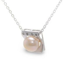 Load image into Gallery viewer, Sterling Silver 925 CZ &amp; Pale Pink Pearl Pendant