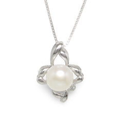 Load image into Gallery viewer, Sterling Silver 925 CZ &amp; White Pearl Flower Pendant