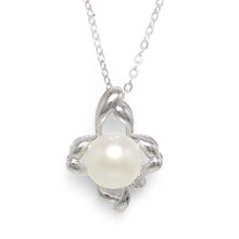 Load image into Gallery viewer, Sterling Silver 925 CZ &amp; White Pearl Flower Pendant