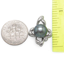 Load image into Gallery viewer, Sterling Silver 925 CZ &amp; Black Pearl Flower Pendant