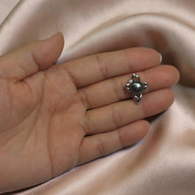 Load image into Gallery viewer, Sterling Silver 925 CZ &amp; Black Pearl Flower Pendant