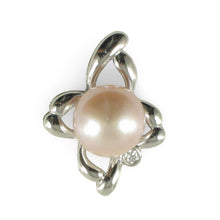 Load image into Gallery viewer, Sterling Silver 925 CZ &amp; Pink Pearl Flower Pendant