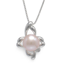 Load image into Gallery viewer, Sterling Silver 925 CZ &amp; Pink Pearl Flower Pendant