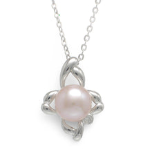 Load image into Gallery viewer, Sterling Silver 925 CZ &amp; Pink Pearl Flower Pendant
