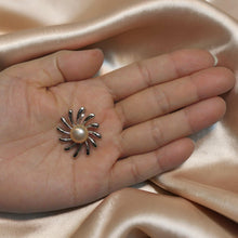 Load image into Gallery viewer, Sterling Silver 925 Sun Design Peach Pearl Pendant