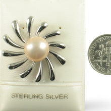 Load image into Gallery viewer, Sterling Silver 925 Sun Design Peach Pearl Pendant