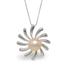 Load image into Gallery viewer, Sterling Silver 925 Sun Design Peach Pearl Pendant