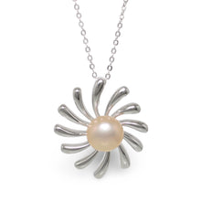 Load image into Gallery viewer, Sterling Silver 925 Sun Design Peach Pearl Pendant