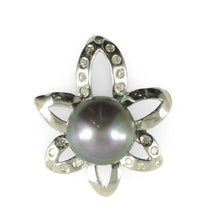 Load image into Gallery viewer, Sterling Silver 925 CZ &amp; Black Pearl Pendant