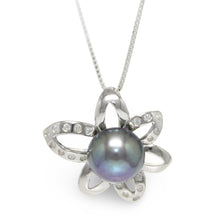 Load image into Gallery viewer, Sterling Silver 925 CZ &amp; Black Pearl Pendant