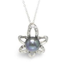 Load image into Gallery viewer, Sterling Silver 925 CZ &amp; Black Pearl Pendant