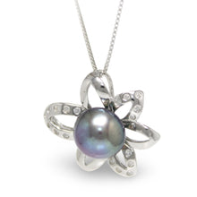 Load image into Gallery viewer, Sterling Silver 925 CZ &amp; Black Pearl Pendant