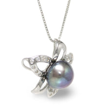 Load image into Gallery viewer, Sterling Silver 925 CZ &amp; Black Pearl Pendant