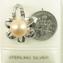 Load image into Gallery viewer, Sterling Silver 925 CZ &amp; Peach Pearl Pendant