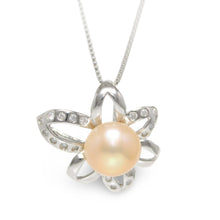 Load image into Gallery viewer, Sterling Silver 925 CZ &amp; Peach Pearl Pendant
