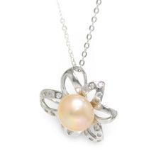 Load image into Gallery viewer, Sterling Silver 925 CZ &amp; Peach Pearl Pendant