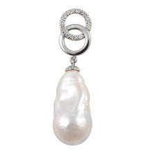 Load image into Gallery viewer, Sterling Silver 925 Twin-Ring Baroque Pearl &amp; CZ Pendant