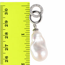 Load image into Gallery viewer, Sterling Silver 925 Twin-Ring Baroque Pearl &amp; CZ Pendant