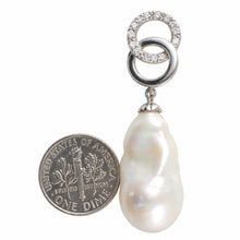 Load image into Gallery viewer, Sterling Silver 925 Twin-Ring Baroque Pearl &amp; CZ Pendant