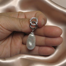 Load image into Gallery viewer, Sterling Silver 925 Twin-Ring Baroque Pearl &amp; CZ Pendant