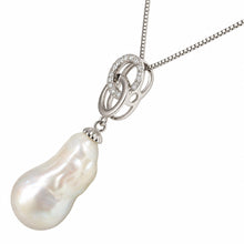 Load image into Gallery viewer, Sterling Silver 925 Twin-Ring Baroque Pearl &amp; CZ Pendant