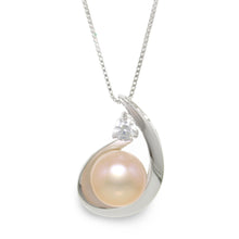 Load image into Gallery viewer, Sterling Silver 925 CZ &amp; Pink Pearl Unique Pendant