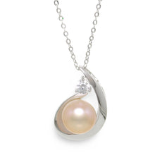 Load image into Gallery viewer, Sterling Silver 925 CZ &amp; Pink Pearl Unique Pendant