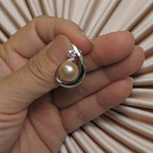 Load image into Gallery viewer, Sterling Silver 925 CZ &amp; Pink Pearl Unique Pendant