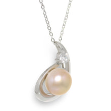 Load image into Gallery viewer, Sterling Silver 925 CZ &amp; Pink Pearl Unique Pendant
