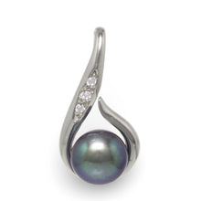 Load image into Gallery viewer, Sterling Silver 925 Fish Hook Black Pearl Pendant