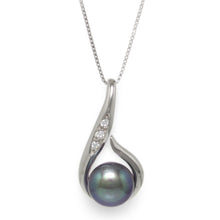 Load image into Gallery viewer, Sterling Silver 925 Fish Hook Black Pearl Pendant