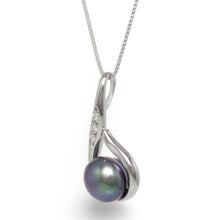 Load image into Gallery viewer, Sterling Silver 925 Fish Hook Black Pearl Pendant