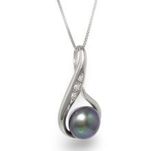 Load image into Gallery viewer, Sterling Silver 925 Fish Hook Black Pearl Pendant