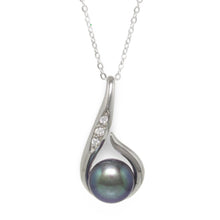 Load image into Gallery viewer, Sterling Silver 925 Fish Hook Black Pearl Pendant