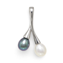 Load image into Gallery viewer, Sterling Silver 925 Twin Cherries White &amp; Black Pearl Pendant