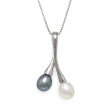 Load image into Gallery viewer, Sterling Silver 925 Twin Cherries White &amp; Black Pearl Pendant