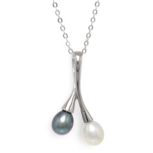 Load image into Gallery viewer, Sterling Silver 925 Twin Cherries White &amp; Black Pearl Pendant
