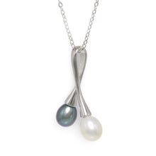 Load image into Gallery viewer, Sterling Silver 925 Twin Cherries White &amp; Black Pearl Pendant