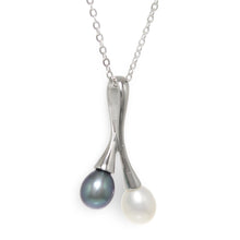 Load image into Gallery viewer, Sterling Silver 925 Twin Cherries White &amp; Black Pearl Pendant