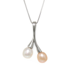 Load image into Gallery viewer, Sterling Silver 925 Twin Cherries White &amp; Pink Pearl Pendant