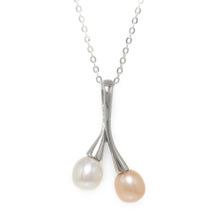 Load image into Gallery viewer, Sterling Silver 925 Twin Cherries White &amp; Pink Pearl Pendant