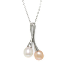 Load image into Gallery viewer, Sterling Silver 925 Twin Cherries White &amp; Pink Pearl Pendant