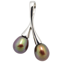 Load image into Gallery viewer, Sterling Silver 925 Twin Cherries Chocolate Pearl Pendant