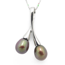 Load image into Gallery viewer, Sterling Silver 925 Twin Cherries Chocolate Pearl Pendant