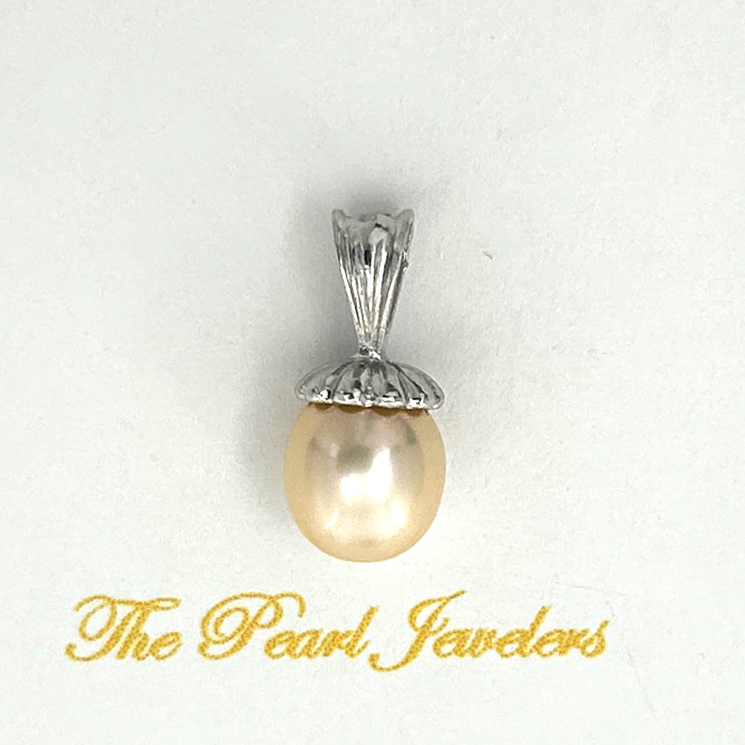 9200372 SIMPLE YET ELEGANT SILVER 925 PEACH F/W CULTURED PEARL PENDANTS