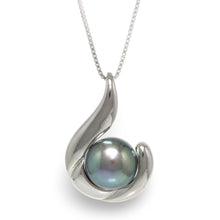 Load image into Gallery viewer, Sterling Silver 925 Hawaiian Fish Hook Black Pearl Pendant