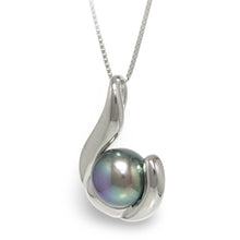 Load image into Gallery viewer, Sterling Silver 925 Hawaiian Fish Hook Black Pearl Pendant