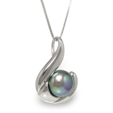 Load image into Gallery viewer, Sterling Silver 925 Hawaiian Fish Hook Black Pearl Pendant
